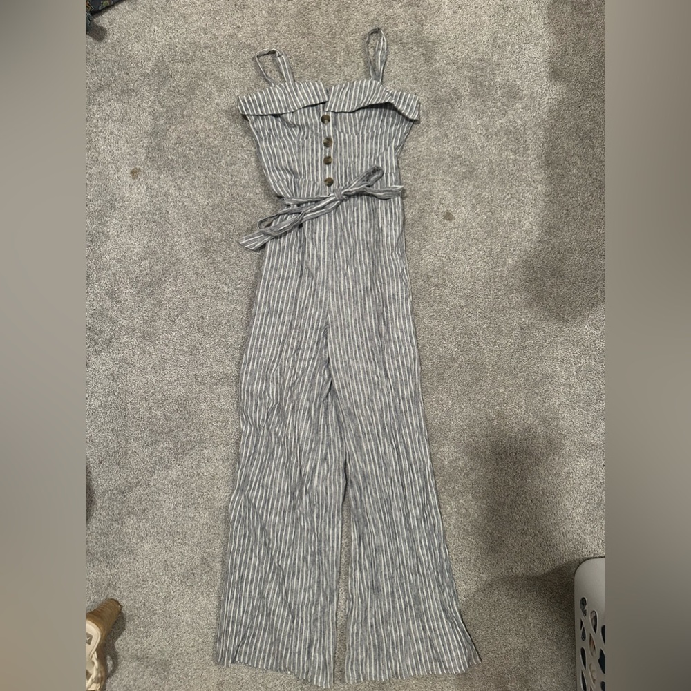 American Eagle Blue Striped Romper